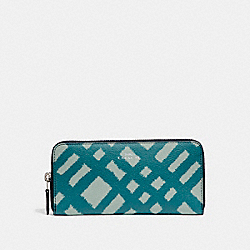 SLIM ACCORDION ZIP WALLET WITH WILD PLAID PRINT - COACH f23454 -  SILVER/BLUE MULTI