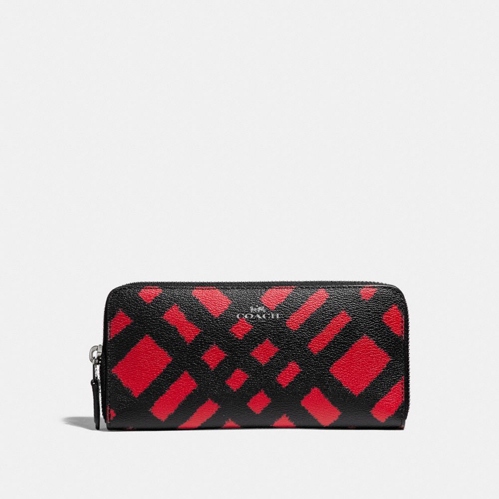 COACH f23454 SLIM ACCORDION ZIP WALLET WITH WILD PLAID PRINT SVMRT