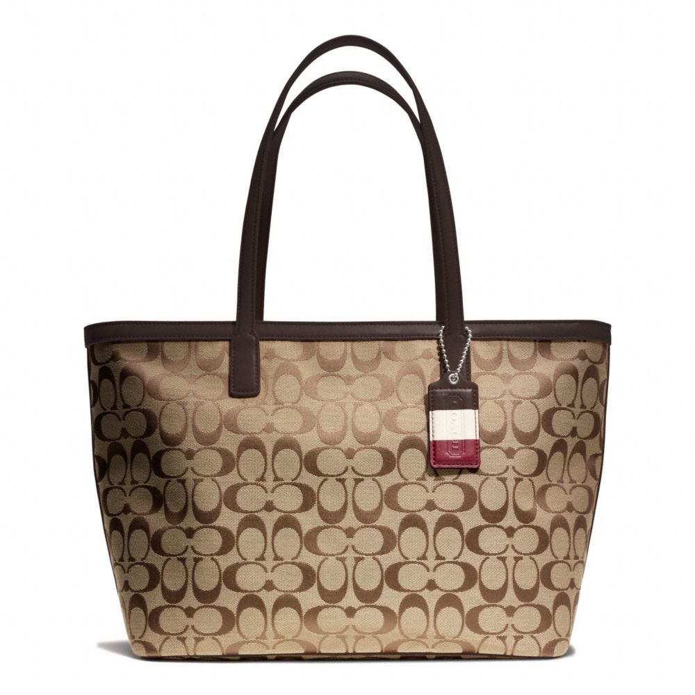 COACH f23465 WEEKEND SIGNATURE C MEDIUM ZIP TOP TOTE 