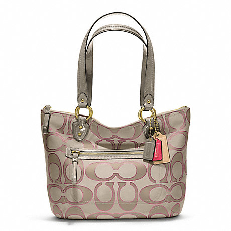 POPPY METALLIC SIGNATURE SATEEN SMALL TOTE - COACH F23473 - BRASS/CREAM Light GoldGHT KHA/ROSE