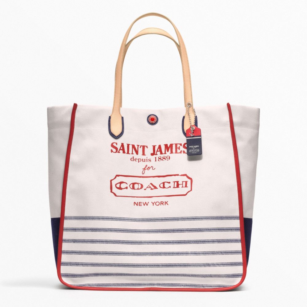 COACH f23477 WEEKEND SAINT JAMES CANVAS LARGE NORTH/SOUTH TOTE 