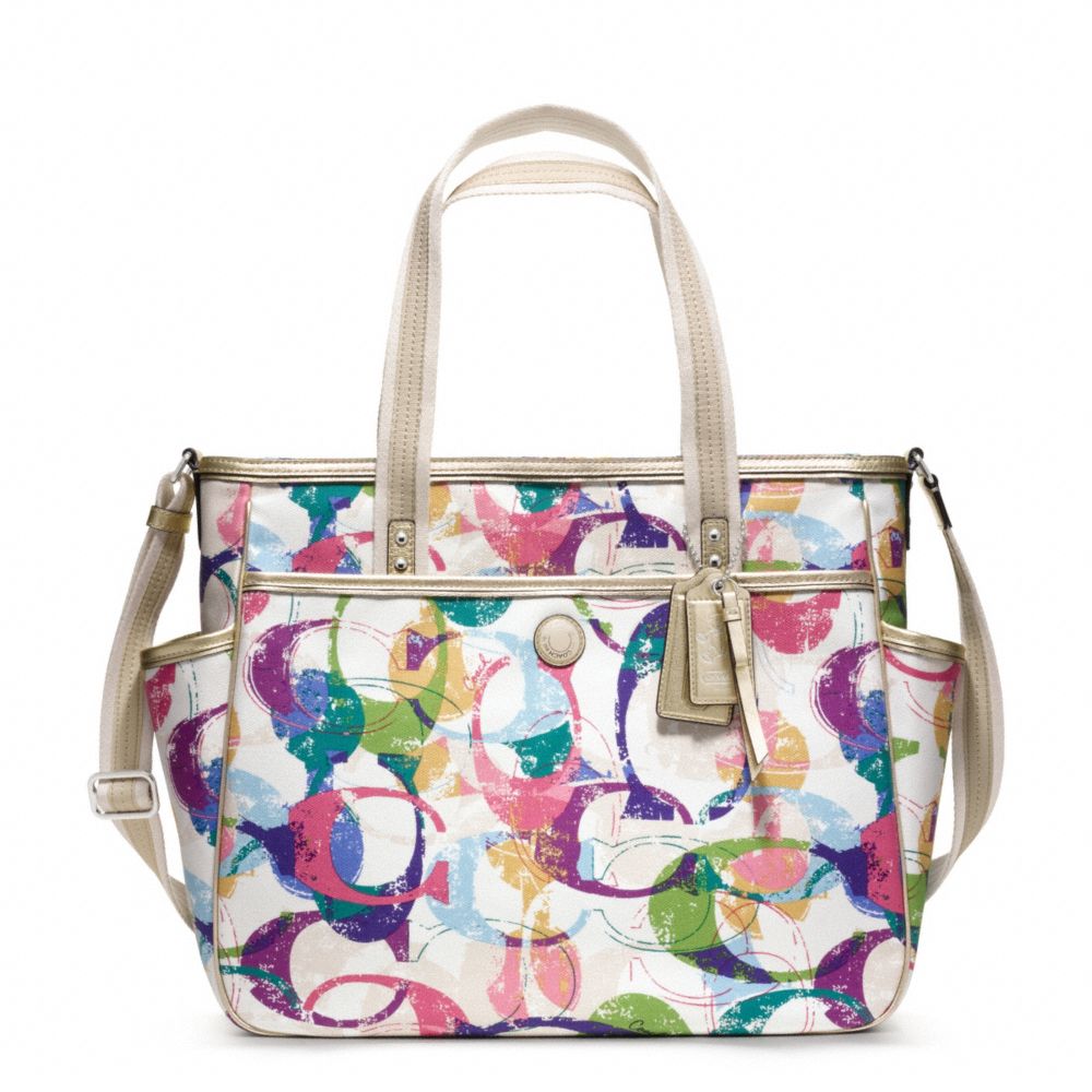 COACH F23491 Stamped C Baby Bag Tote SILVER/MULTICOLOR