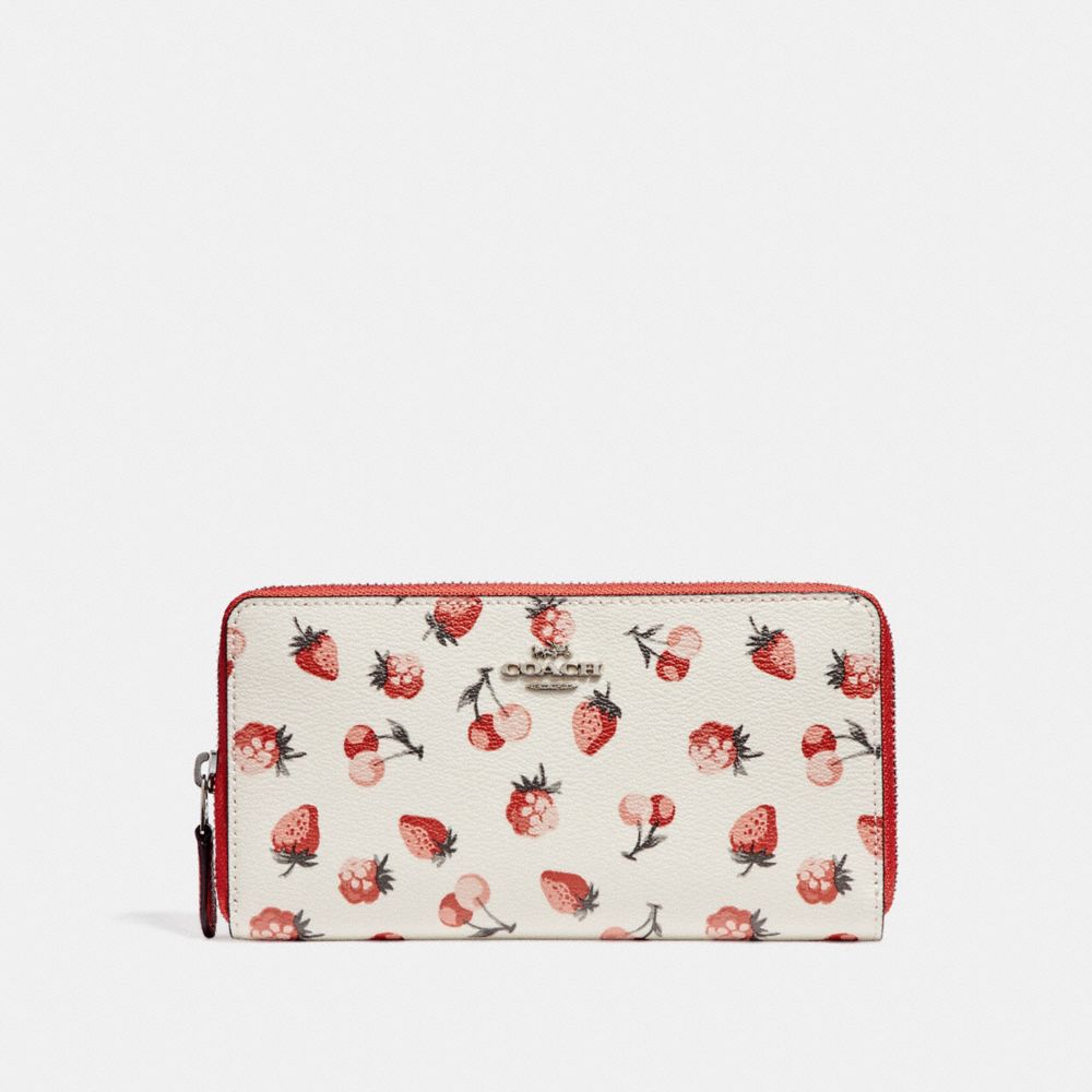 ACCORDION WALLET WITH FRUIT PRINT - COACH f23498 - SILVER/CHALK  MULTI