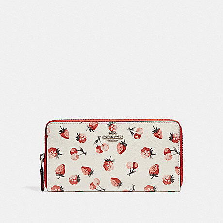 COACH F23498 ACCORDION WALLET WITH FRUIT PRINT SILVER/CHALK-MULTI