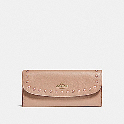 SOFT WALLET WITH LACQUER RIVETS - COACH f23504 - IMITATION GOLD/NUDE PINK