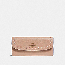 SOFT WALLET WITH LACQUER RIVETS - COACH f23504 - IMITATION  GOLD/NUDE PINK