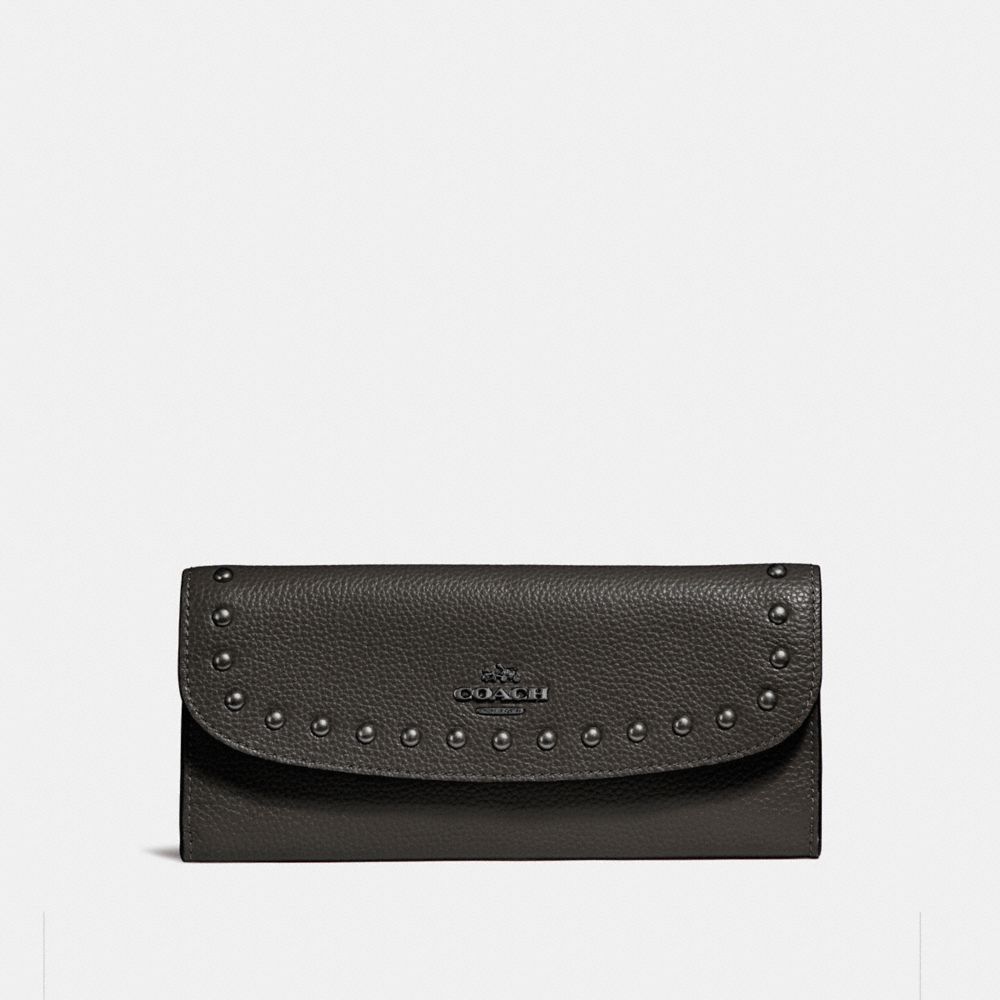 COACH F23504 - SOFT WALLET WITH LACQUER RIVETS - ANTIQUE NICKEL/BLACK ...