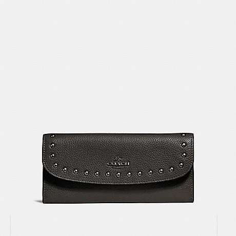 COACH f23504 SOFT WALLET WITH LACQUER RIVETS ANTIQUE NICKEL/BLACK