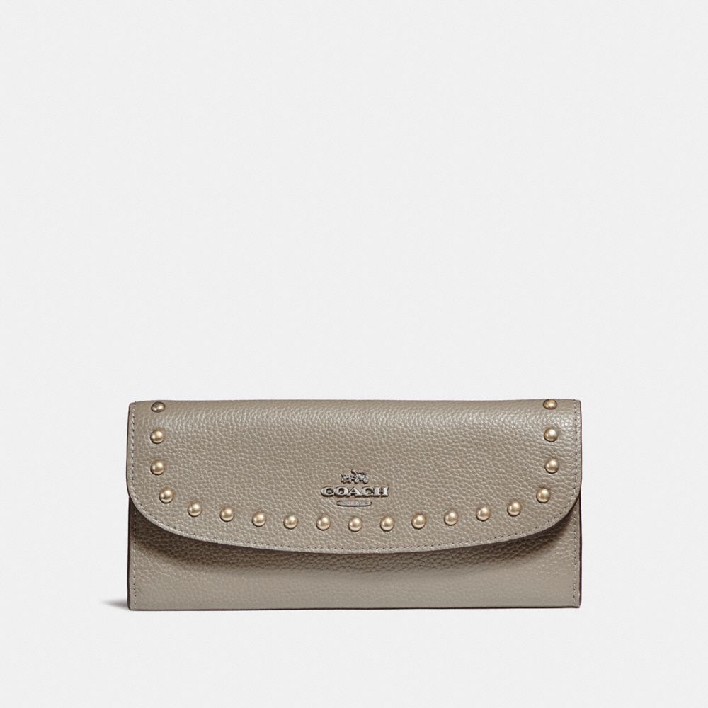 COACH SOFT WALLET WITH LACQUER RIVETS - SILVER/FOG - f23504