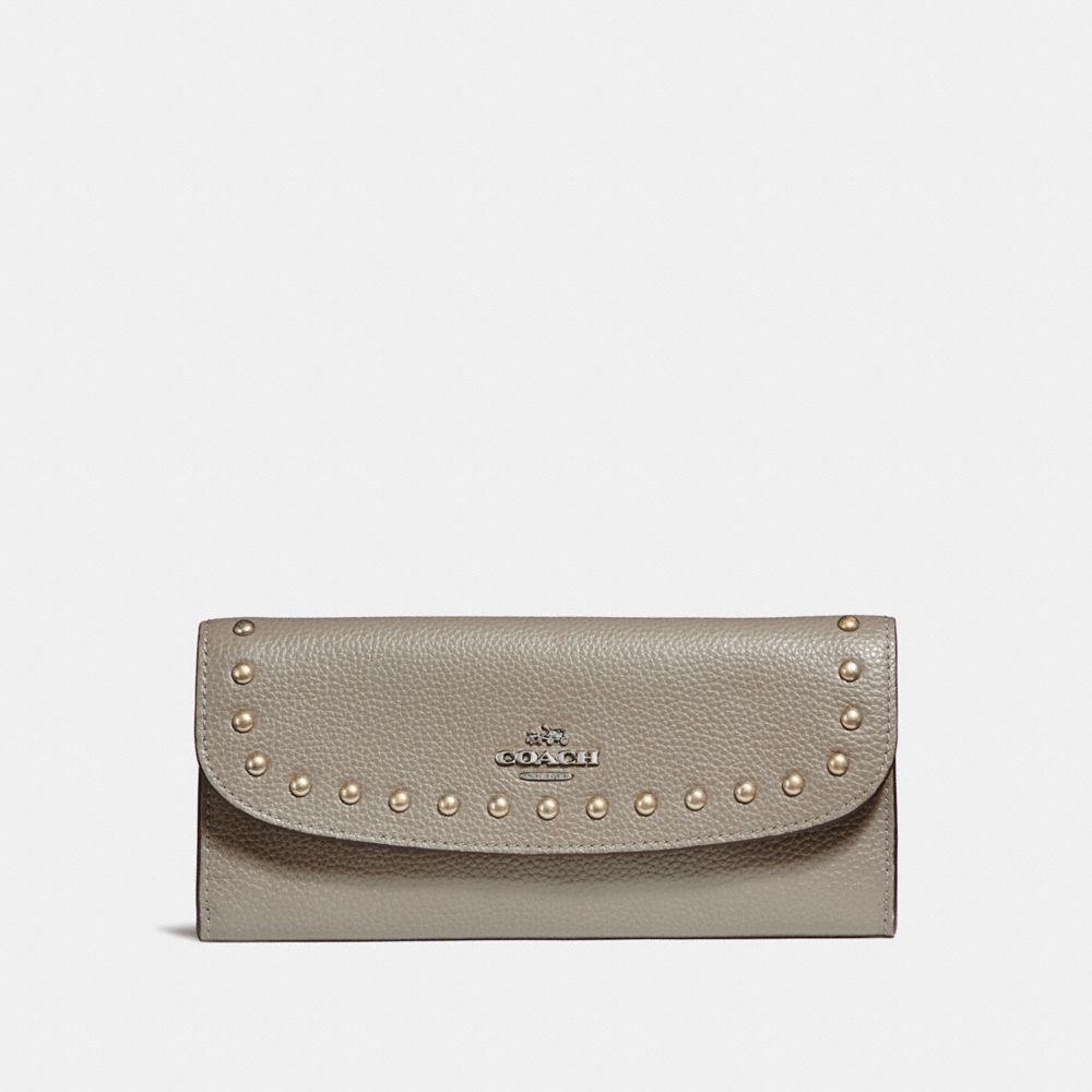 COACH F23504 SOFT WALLET WITH LACQUER RIVETS SILVER/FOG