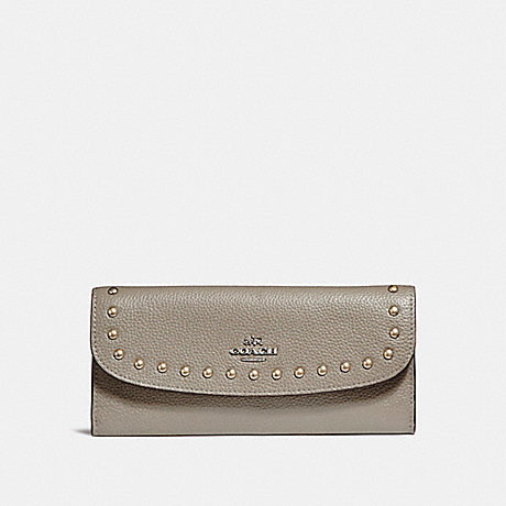 COACH F23504 SOFT WALLET WITH LACQUER RIVETS SILVER/FOG