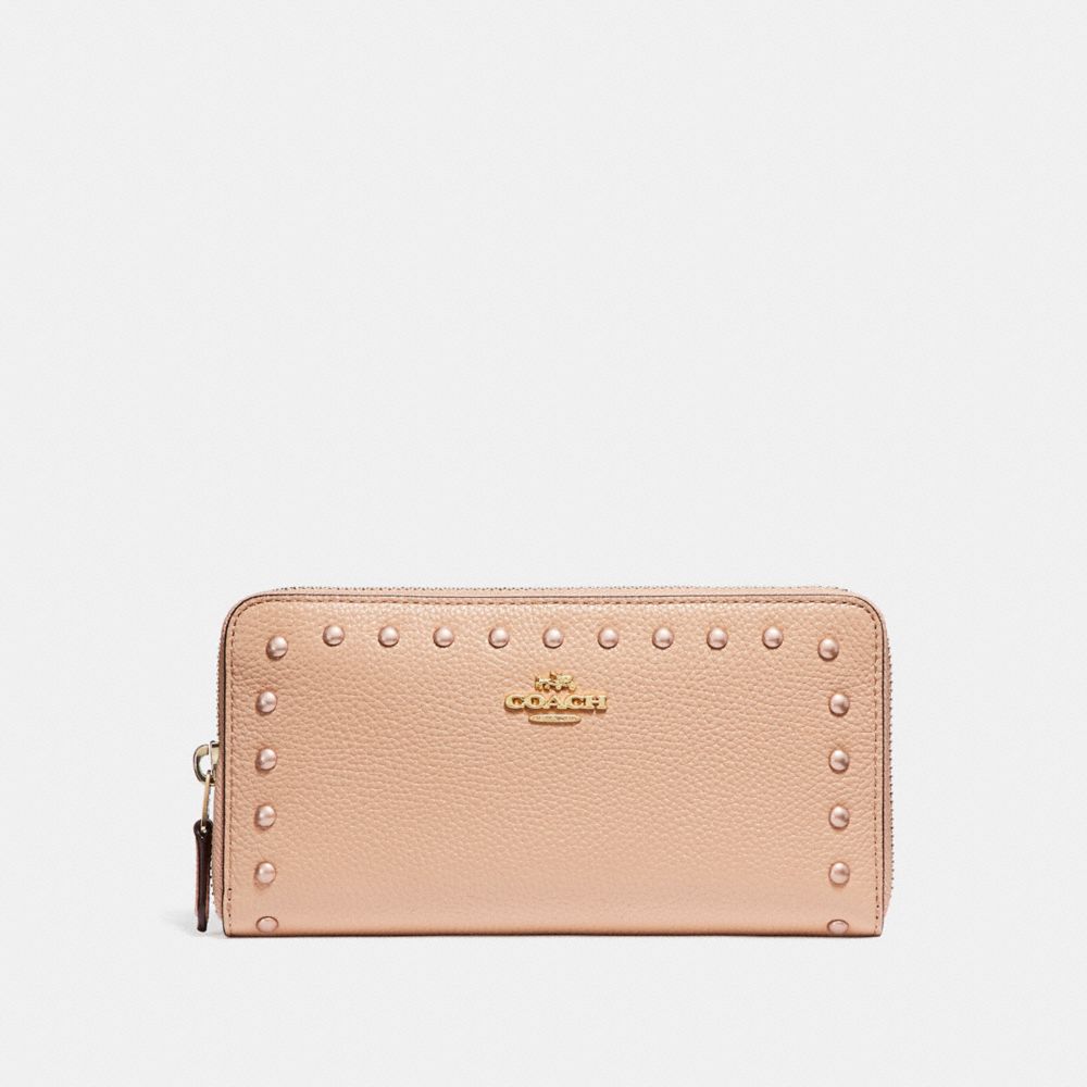 COACH F23505 Accordion Wallet With Lacquer Rivets IMITATION GOLD/NUDE PINK