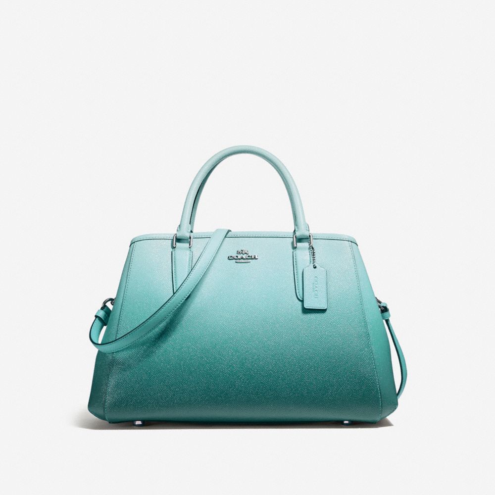 COACH f23507 SMALL MARGOT CARRYALL SILVER/SEA GREEN