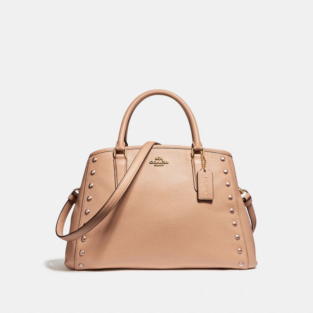 COACH F23509 SMALL MARGOT CARRYALL WITH LACQUER RIVETS IMITATION-GOLD/NUDE-PINK