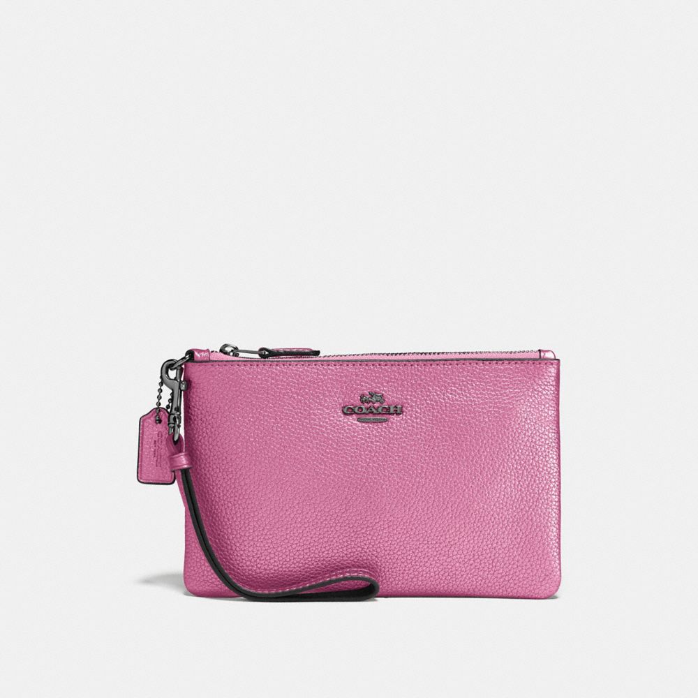 SMALL WRISTLET - COACH f23513 - METALLIC BLUSH/DARK GUNMETAL