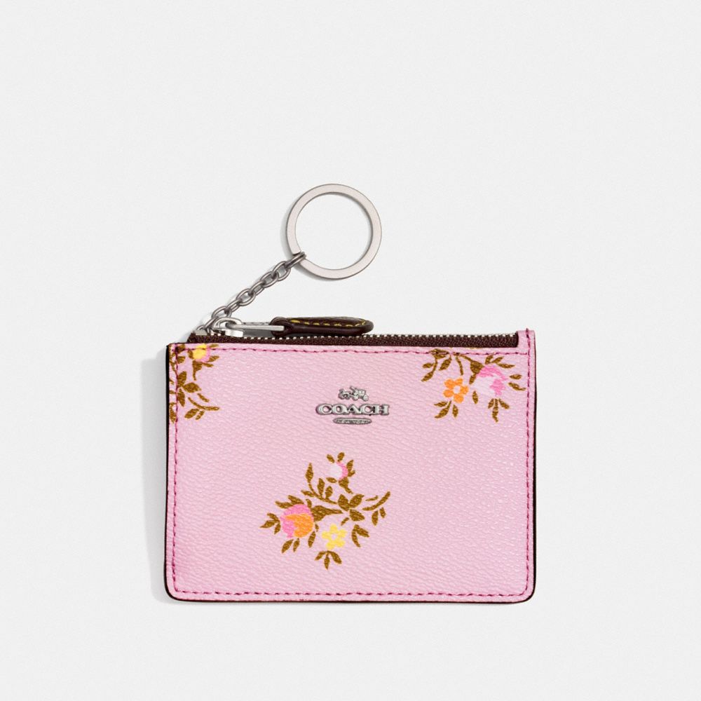 COACH F23518 MINI SKINNY ID CASE WITH CROSS STITCH FLORAL PRINT SV/LILY-CROSS-STITCH-FLORAL