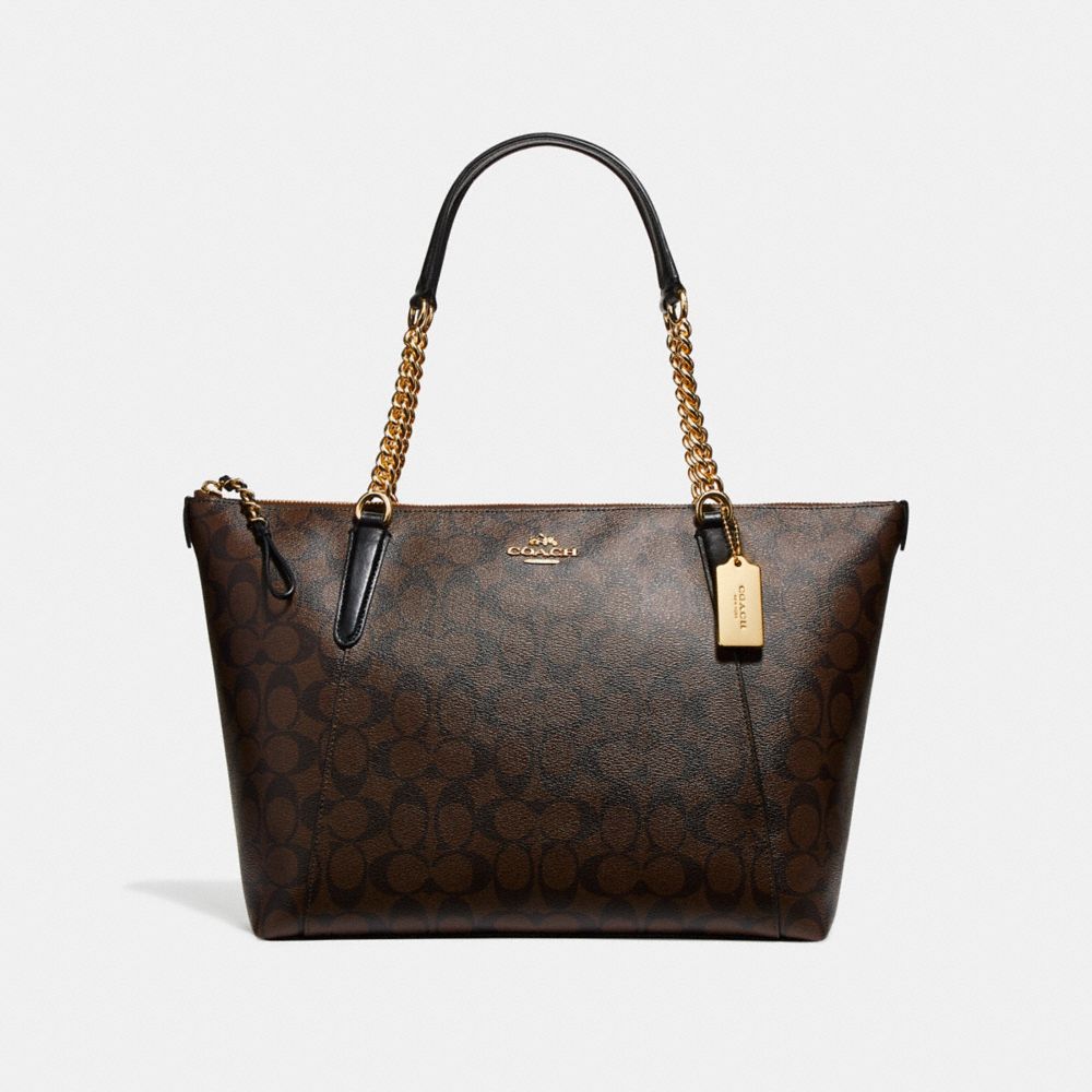 COACH F23526 - AVA CHAIN TOTE BROWN/BLACK/LIGHT GOLD