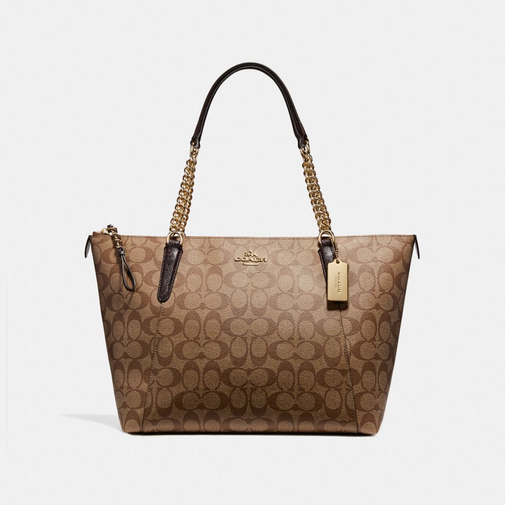 COACH F23526 Ava Chain Tote LIGHT GOLD/KHAKI