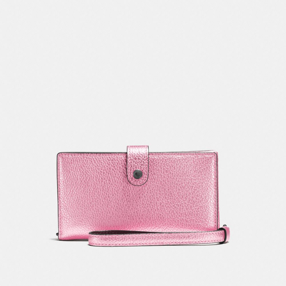 COACH PHONE WRISTLET - METALLIC BLUSH/DARK GUNMETAL - F23527