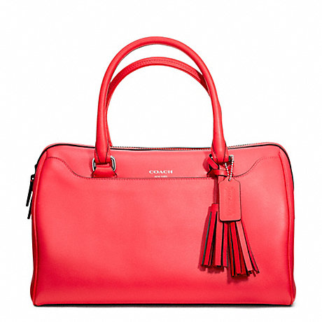 COACH F23574 HALEY LEATHER SATCHEL SILVER/BRIGHT-CORAL