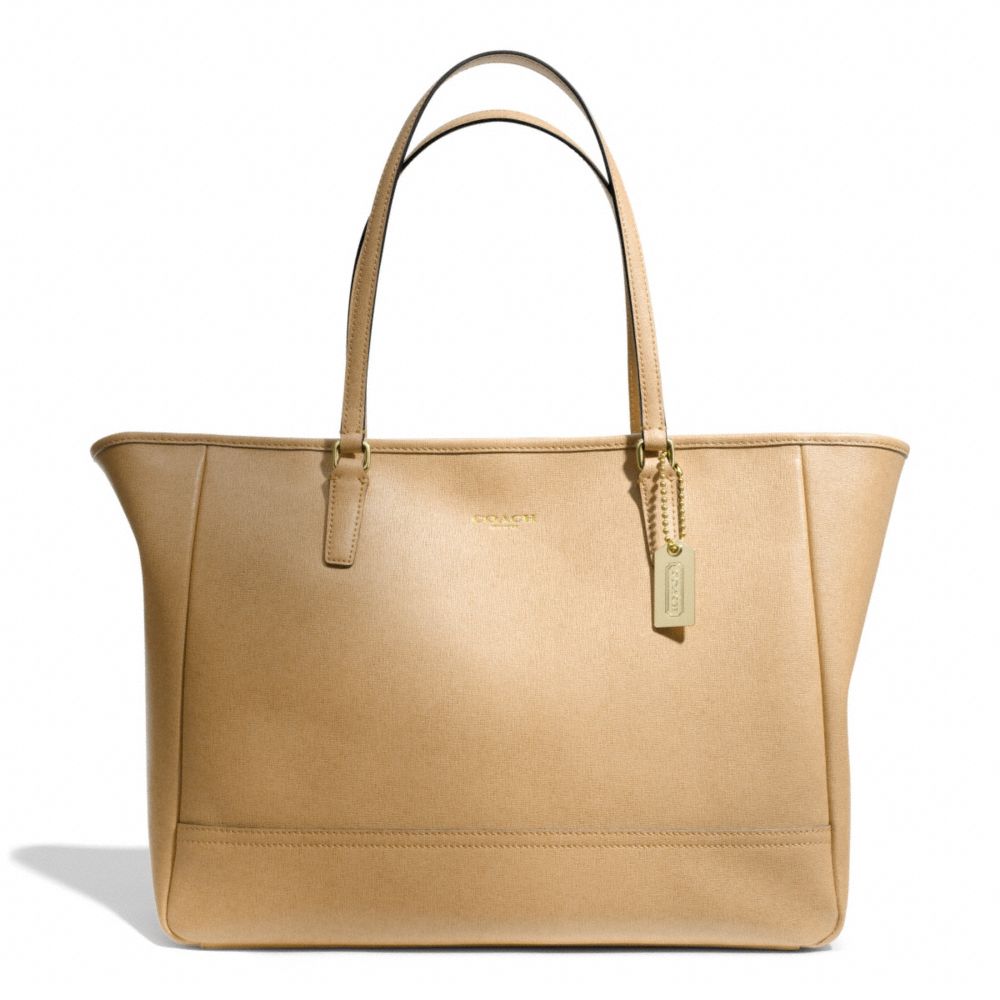 COACH F23576 Saffiano Medium City Tote BRASS/CAMEL