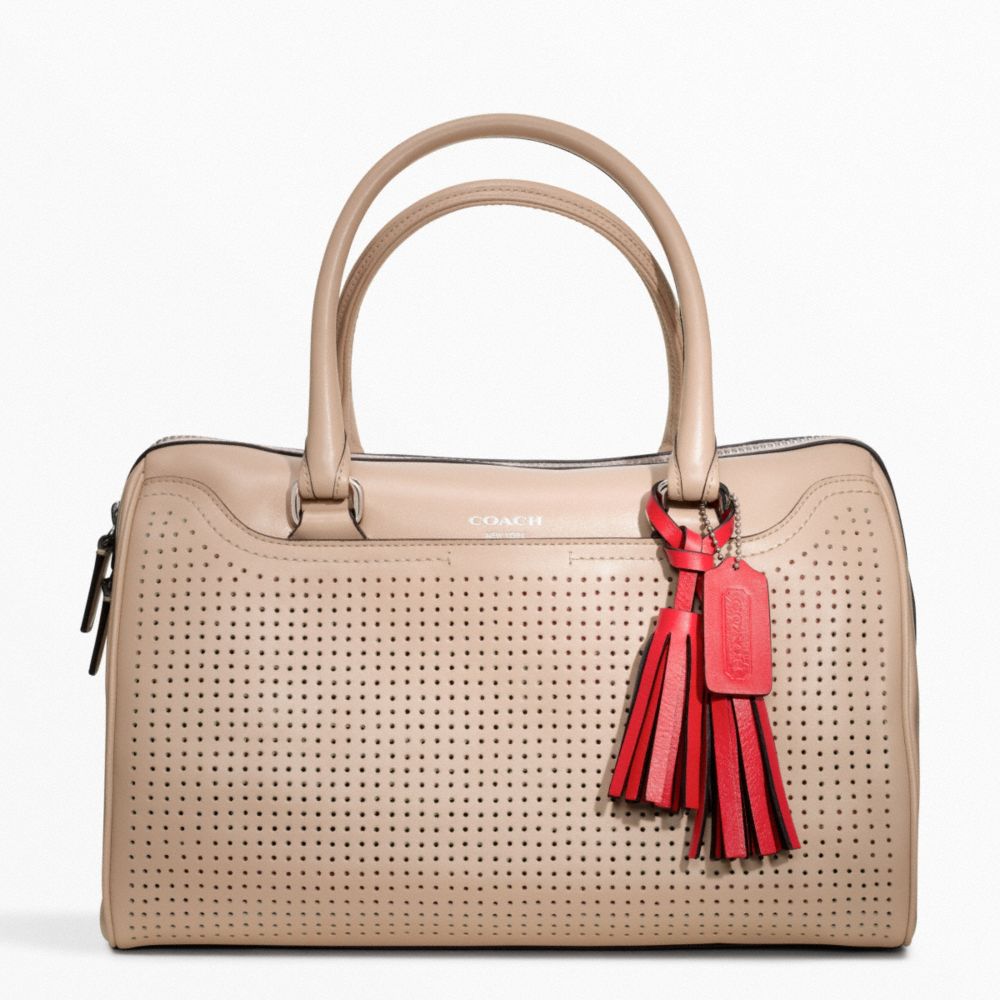 COACH f23577 PERFORATED LEATHER HALEY SATCHEL SILVER/BISQUE/HIBISCUS