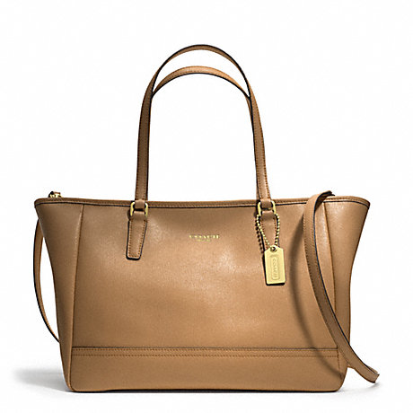 COACH SAFFIANO CITY TOTE - BRASS/TOFFEE - f23578