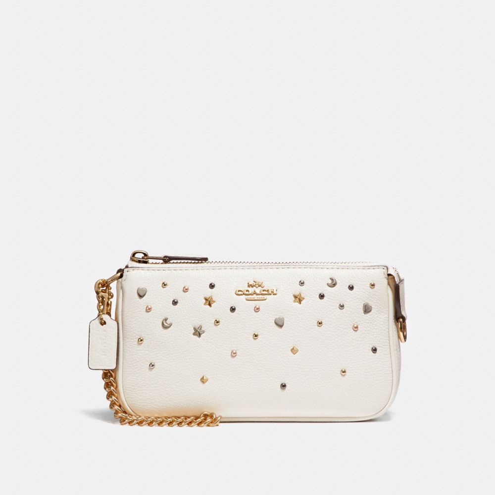 COACH F23595 Large Wristlet 19 With Stardust Studs LIGHT GOLD/CHALK