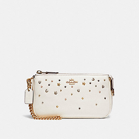 COACH f23595 LARGE WRISTLET 19 WITH STARDUST STUDS LIGHT GOLD/CHALK