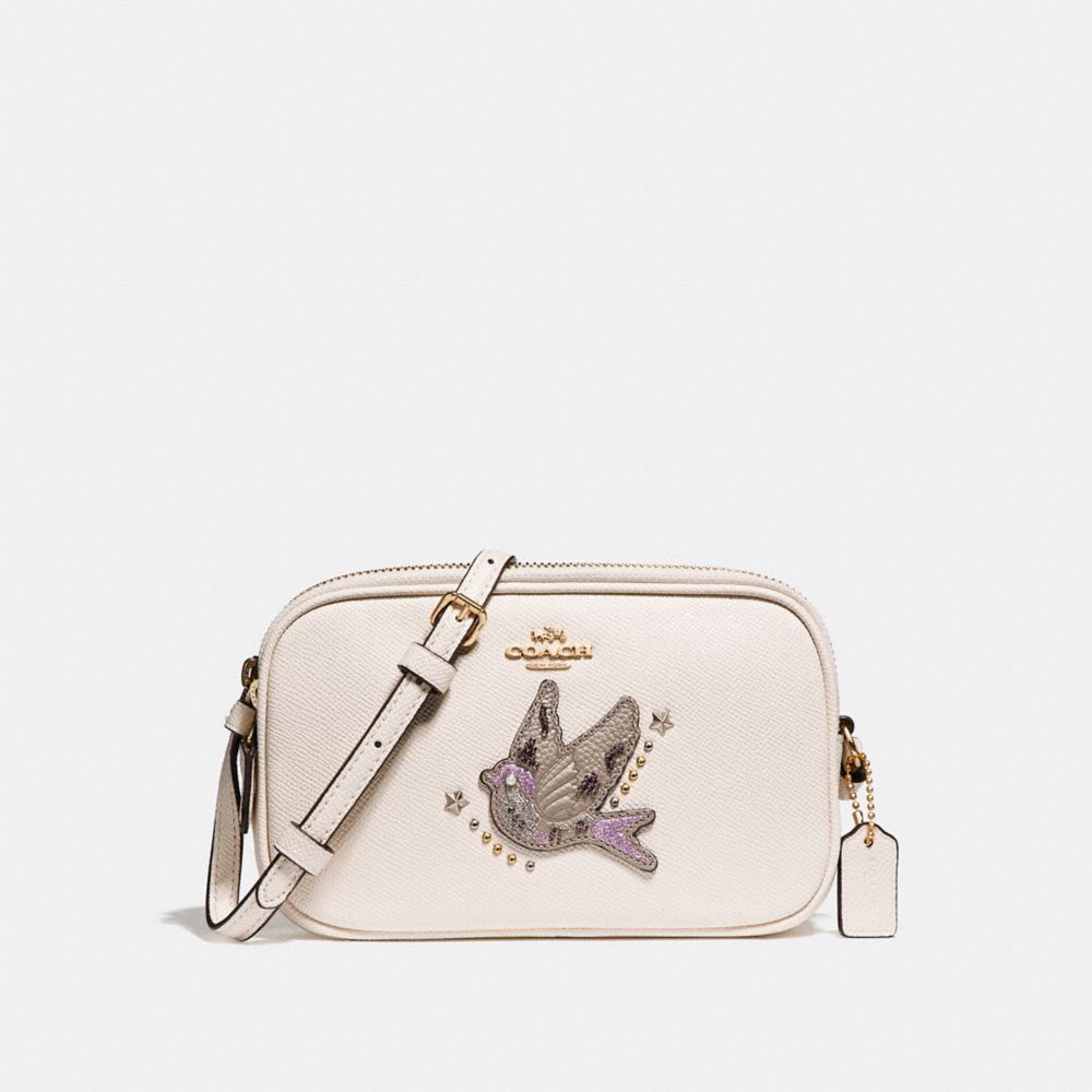 CROSSBODY POUCH WITH BIRD APPLIQUE - COACH f23607 - LIGHT  GOLD/CHALK