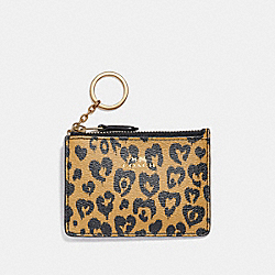 MINI ID SKINNY WITH WILD HEART PRINT - COACH f23623 - LIGHT GOLD/NATURAL MULTI