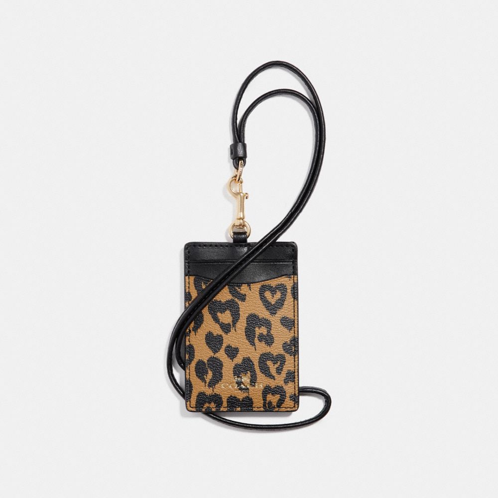ID LANYARD WITH WILD HEART PRINT - COACH f23626 - LIGHT  GOLD/NATURAL MULTI