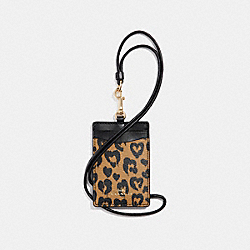 ID LANYARD WITH WILD HEART PRINT - COACH f23626 - LIGHT GOLD/NATURAL MULTI
