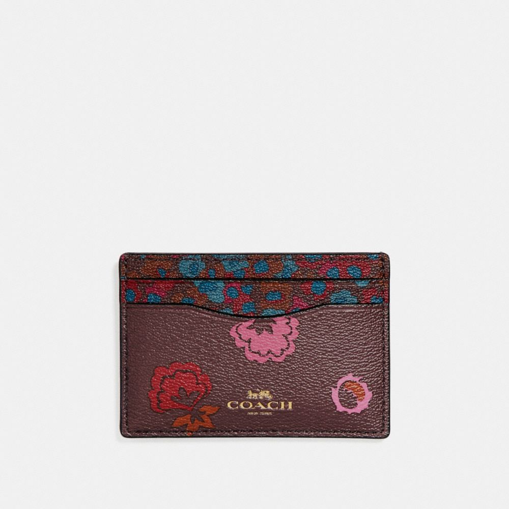 FLAT CARD CASE WITH PRIMROSE MEADOW PRINT - COACH f23633 - IMFCG