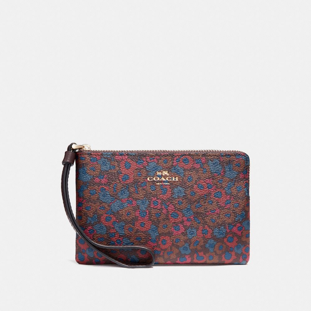 CORNER ZIP WRISTLET WITH MEADOW CLUSTER PRINT - IMFCG - COACH F23637