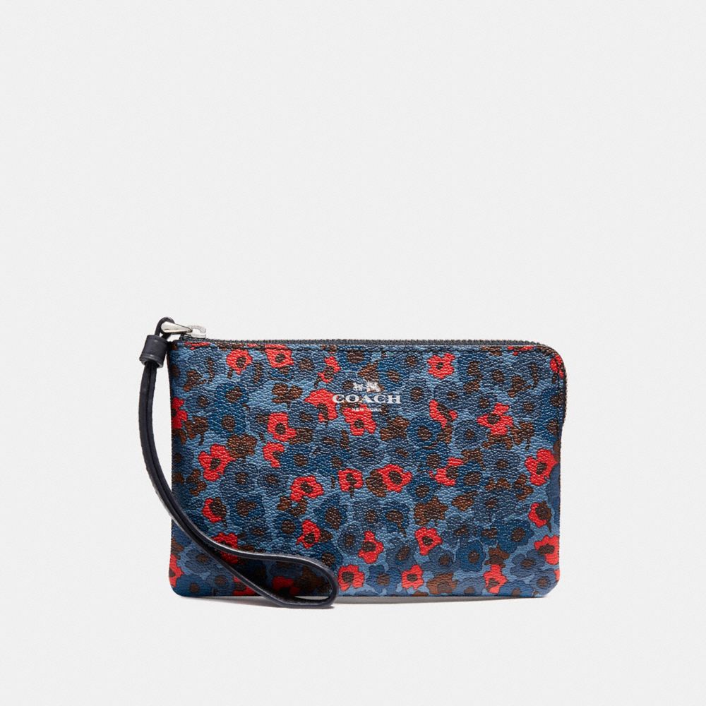CORNER ZIP WRISTLET WITH MEADOW CLUSTER PRINT - SVMRX - COACH F23637
