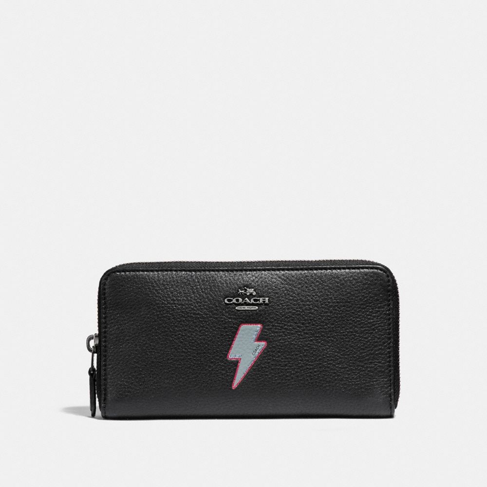 COACH F23646 Accordion Wallet With Lightning Bolt Motif ANTIQUE NICKEL/BLACK