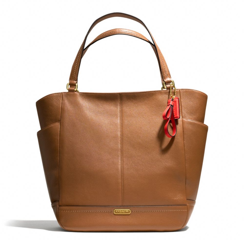 COACH F23662 Park Leather North/south Tote BRASS/BRITISH TAN