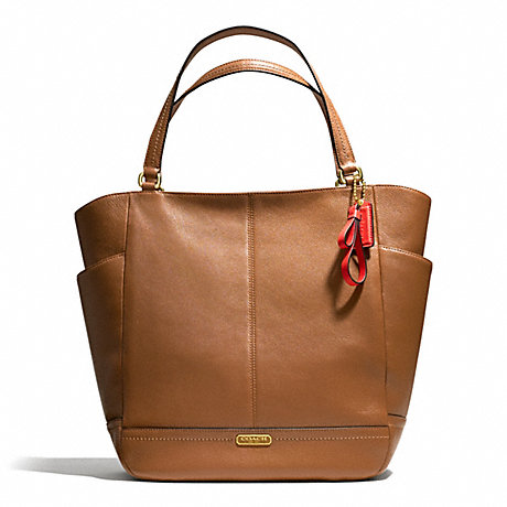 COACH f23662 PARK LEATHER NORTH/SOUTH TOTE BRASS/BRITISH TAN