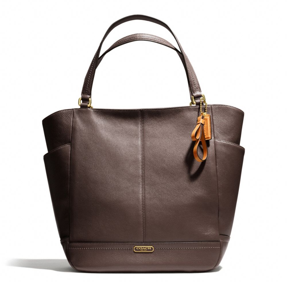 PARK LEATHER NORTH/SOUTH TOTE - f23662 - BRASS/MAHOGANY