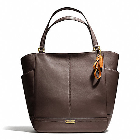 COACH F23662 PARK LEATHER NORTH/SOUTH TOTE BRASS/MAHOGANY