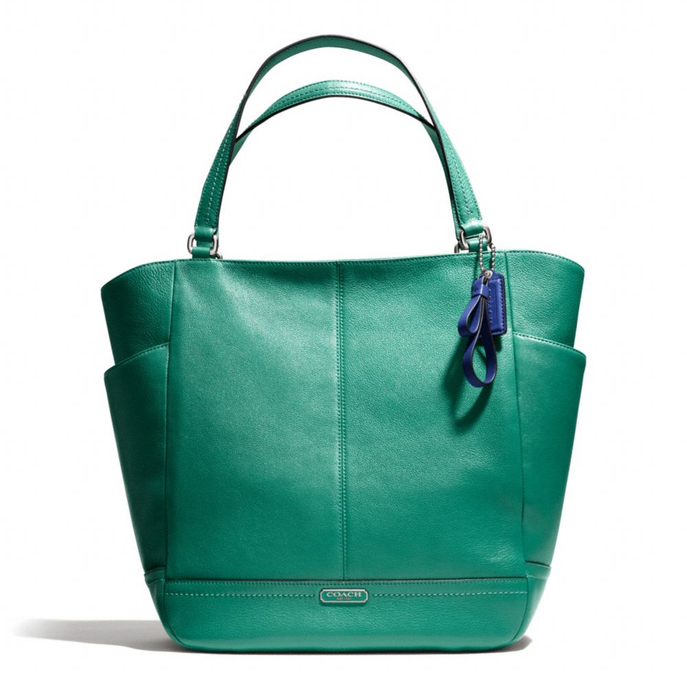 PARK LEATHER NORTH/SOUTH TOTE - SILVER/BRIGHT JADE - COACH F23662