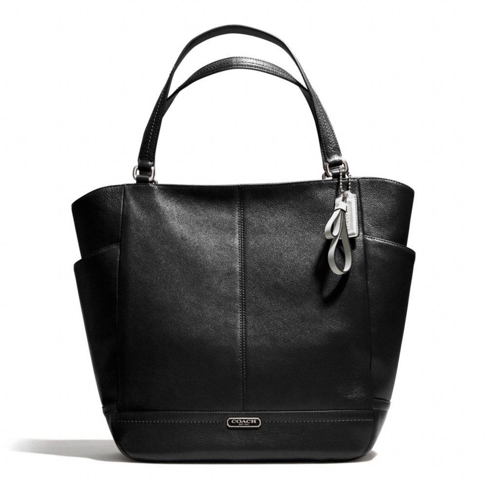 PARK LEATHER NORTH/SOUTH TOTE - SILVER/BLACK - COACH F23662