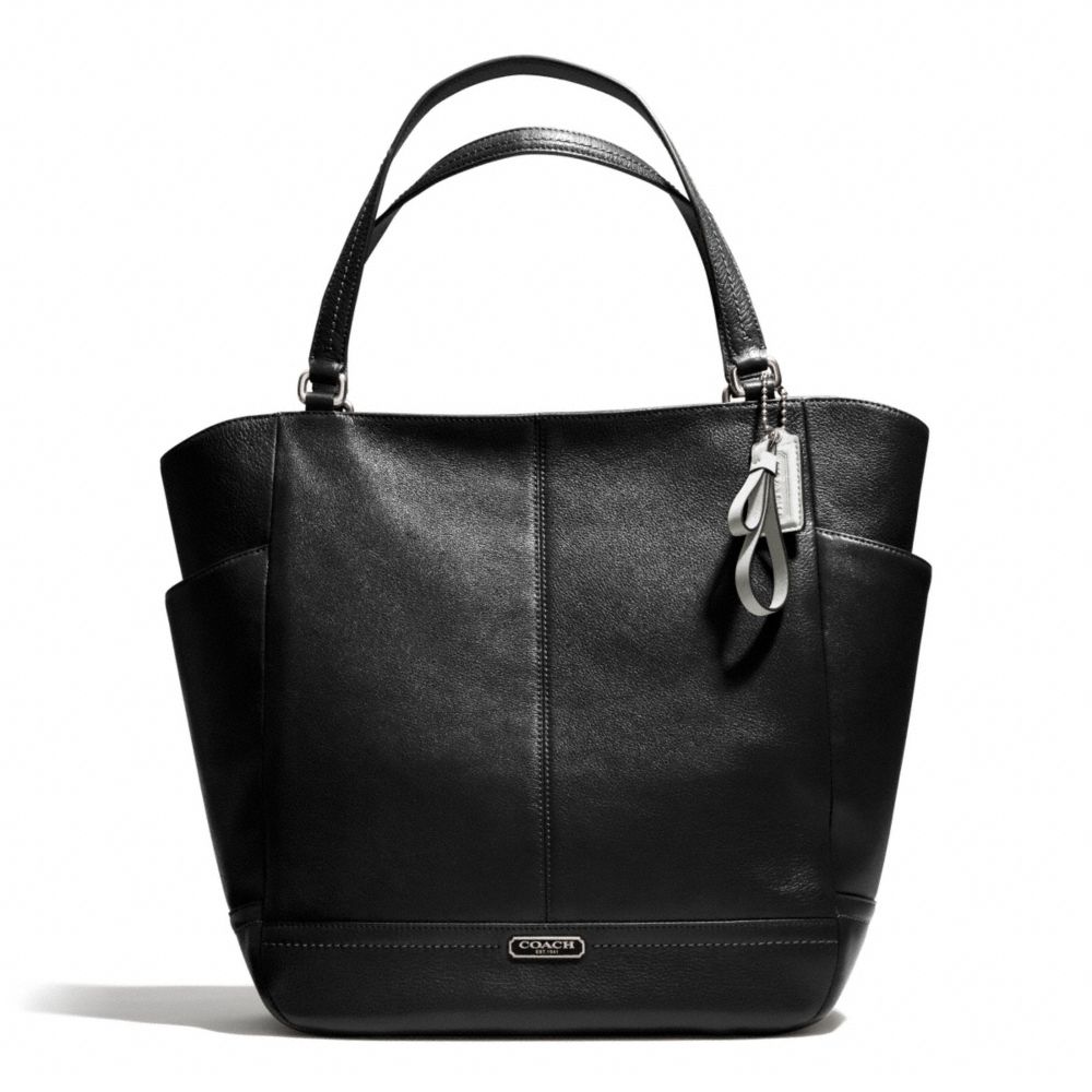 COACH F23662 - PARK LEATHER NORTH/SOUTH TOTE SILVER/BLACK