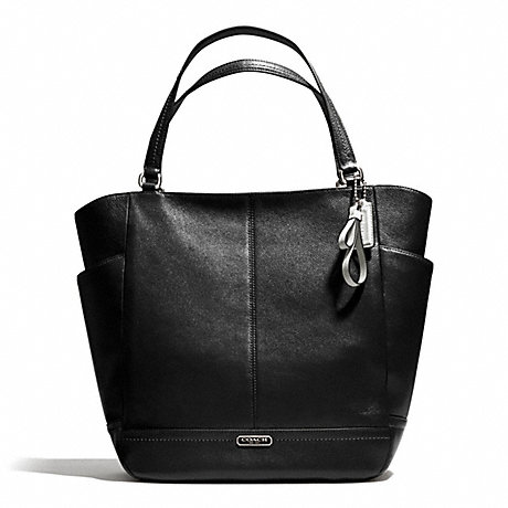 COACH F23662 PARK LEATHER NORTH/SOUTH TOTE SILVER/BLACK