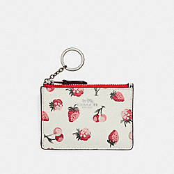 MINI SKINNY ID CASE WITH FRUIT PRINT - COACH f23676 - SILVER/CHALK MULTI