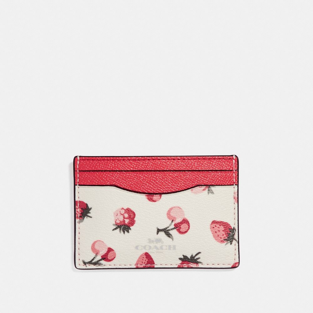 FLAT CARD CASE WITH FRUIT PRINT - SILVER/CHALK MULTI - COACH F23678