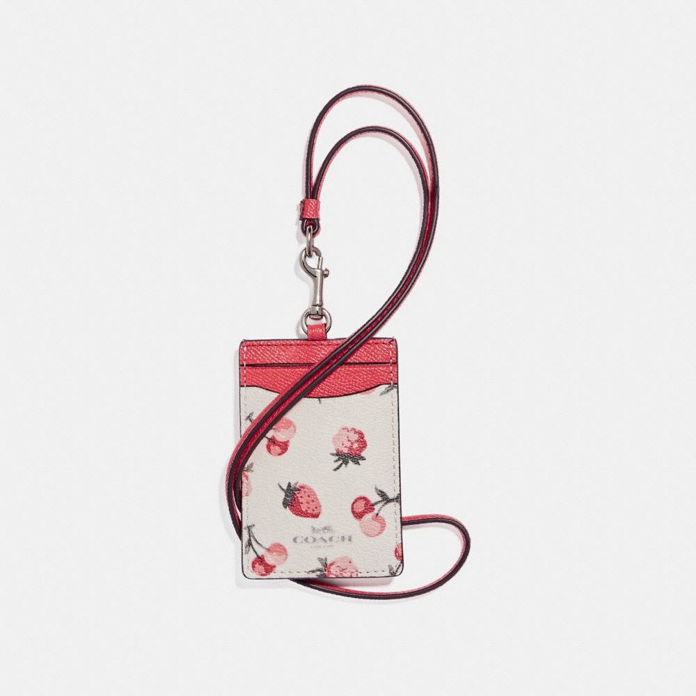 COACH F23679 ID LANYARD WITH FRUIT PRINT SILVER/CHALK-MULTI