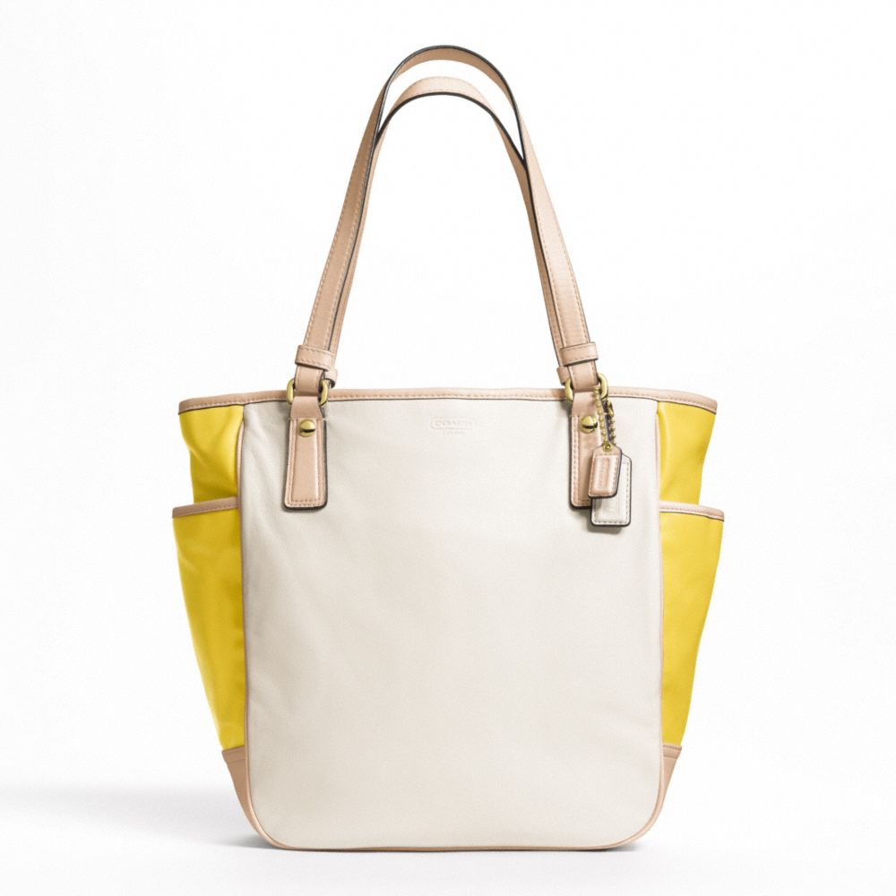 COACH F23683 COLOR BLOCK LEATHER TOTE ONE-COLOR