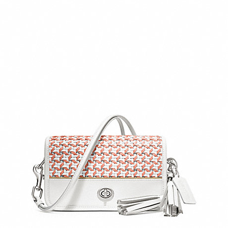 COACH F23705 CANING LEATHER PENNY SHOULDER PURSE SILVER/CHALK/CORAL